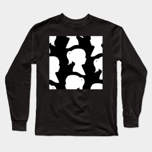 Girl Silhouette - White on Black Background Long Sleeve T-Shirt